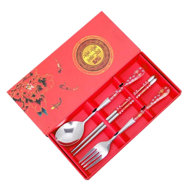 

Stainless Steel Tableware Suit Chopsticks Spoon Portable Tableware Land Push Activity Originality Small Gift