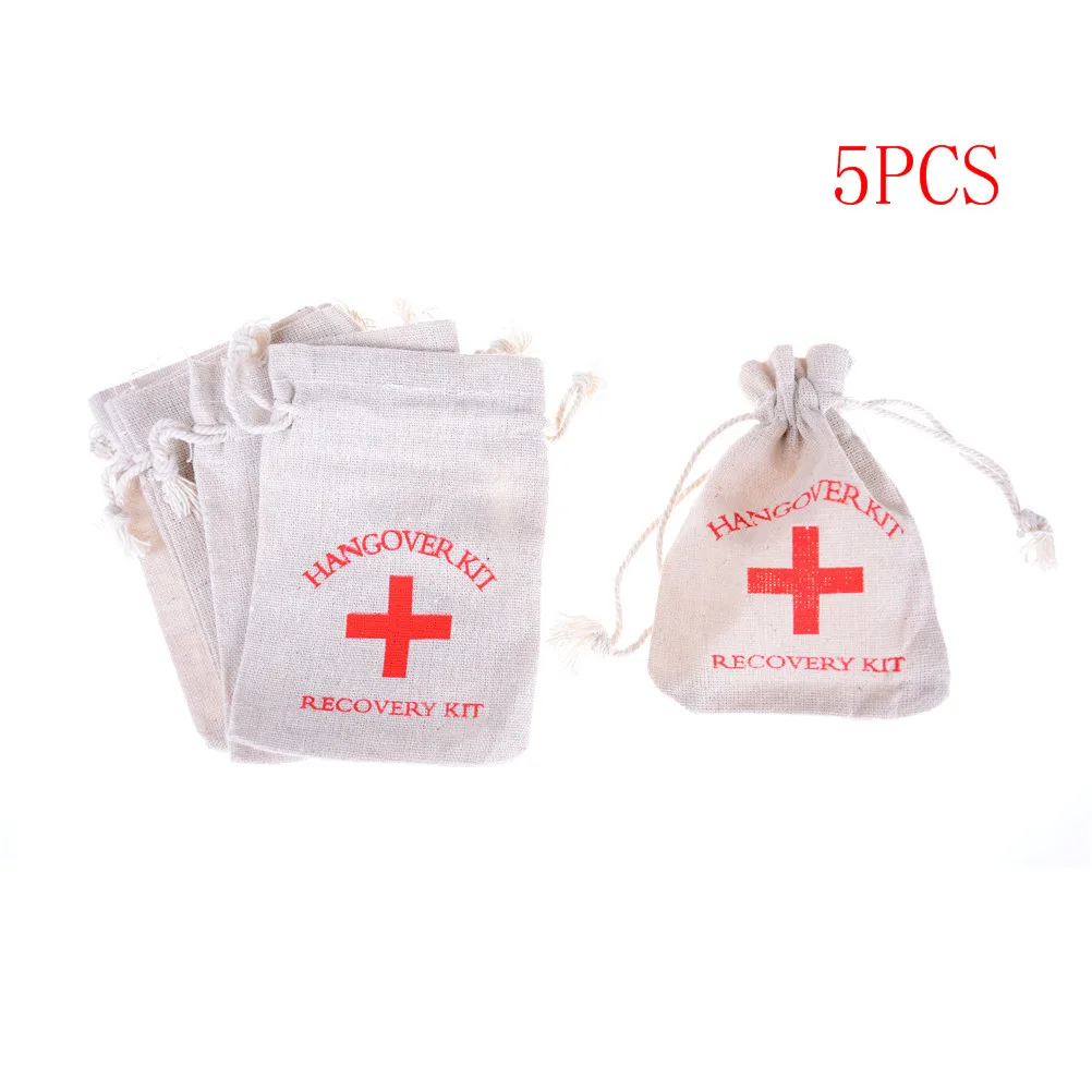 

5Pcs Cotton Wedding Favor Holder Bag Wedding Hangover Kit Bags Wedding Decoration Valentines Engagement Party Supplies