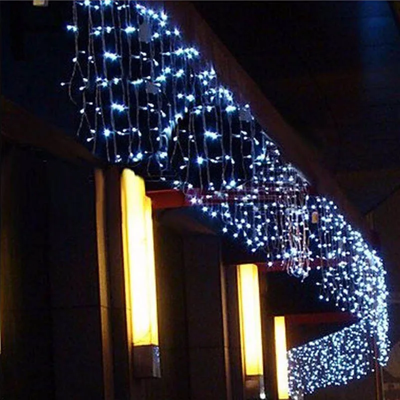 Рождественские огни Открытый украшения 4 м Droop 0.3-0.5 м LED занавес сосулька огни строки новый год Свадебная вечеринка гирлянды свет