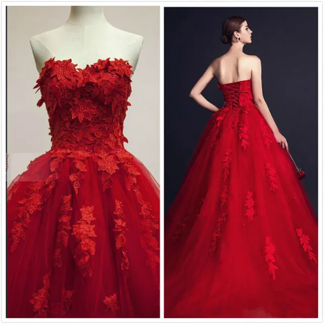 Vintage Red Wedding Dresses Lace Lique Tulle Corset Gowns Vintage Red Wedding Dresses Lace Lique Tulle Corset Gowns Court Train Ball Formal Bridal