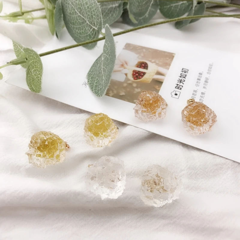 

UJBOX 925 Sterling Silver Geometric Irregular Flower Clear Resin Earrings Stud Women Japanese Korean Small Stud Earrings E7222