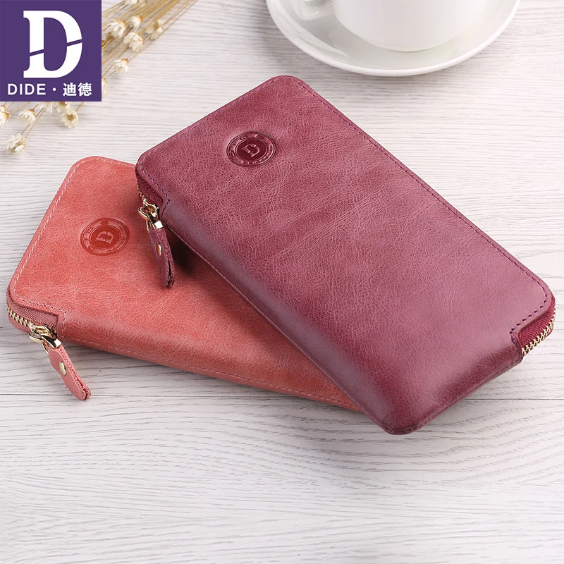 

DIDE Brand Casual Couples wallets Women men Genuine Leather Wallet Long Coin purse female original Phone Clutch Bag best gift