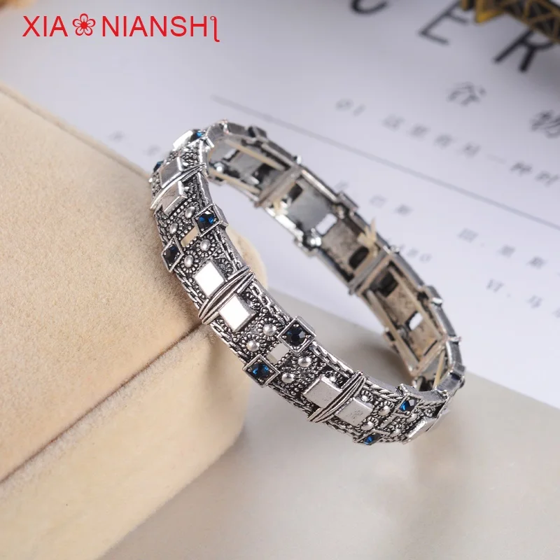 XIAONIANSHI, античный золотой серебряный браслет, браслеты-манжеты, растягивающийся браслет, винтажные ювелирные изделия, популярные повязки на руку для женщин