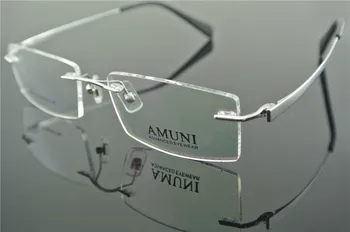

PURE TITANIUM Silver Eyeglass Frames Rimless Men Women Glasses Spectacles Myopia Rx able 174