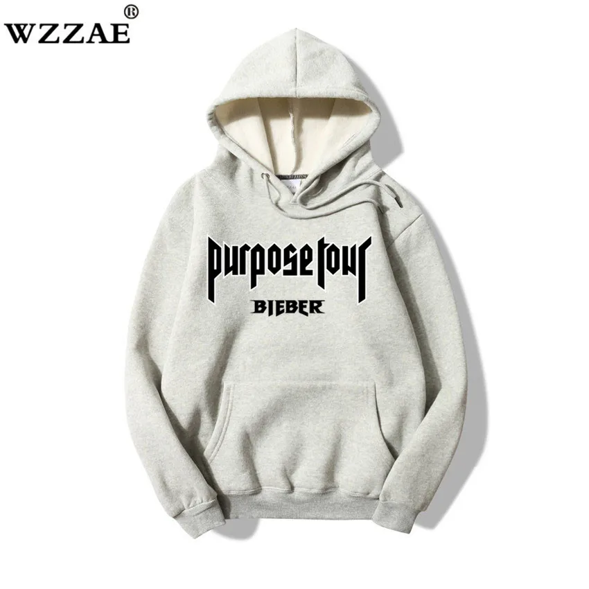 New Hoodies Men Tour Letter Print Hood Design Pullover Fashion Hip Hop Justin Bieber Streetwear Casual Hoodie 2018 Brand Tops