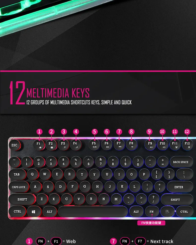 IMiCE AK-700, проводная игровая клавиатура, 104 клавиш, светодиодный, с подсветкой, USB, водонепроницаемая, механическая, Паровая, панк, клавиатура для ноутбука, геймера