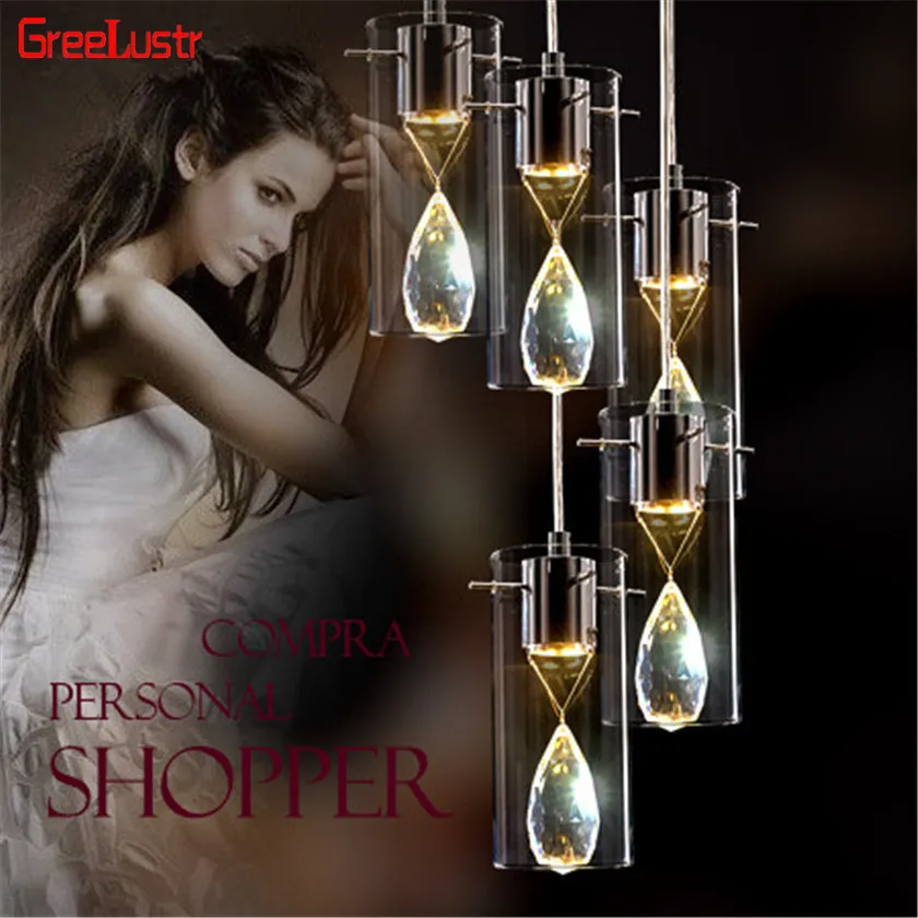 

European K9 crystal Pendant Lamp Creative Glass Lampshade Led Chandelier Hanging Lamp For bar Dinning Room LED Lustre Droplight