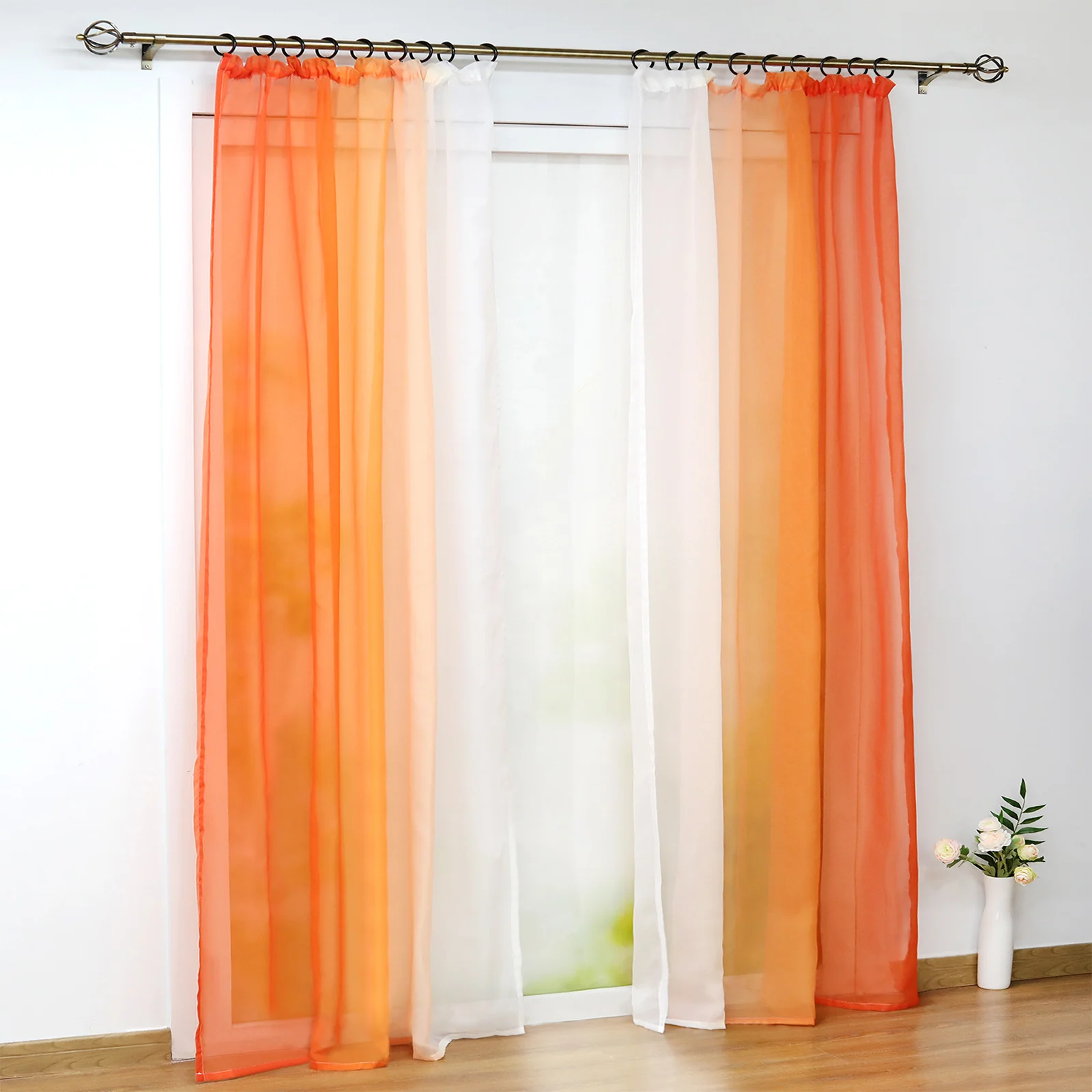 Cortina de ventana iSINOTEX Color degradado transparente tela de gasa de tul para sala de estar tratamiento de ventana de proyección 1 par/lote