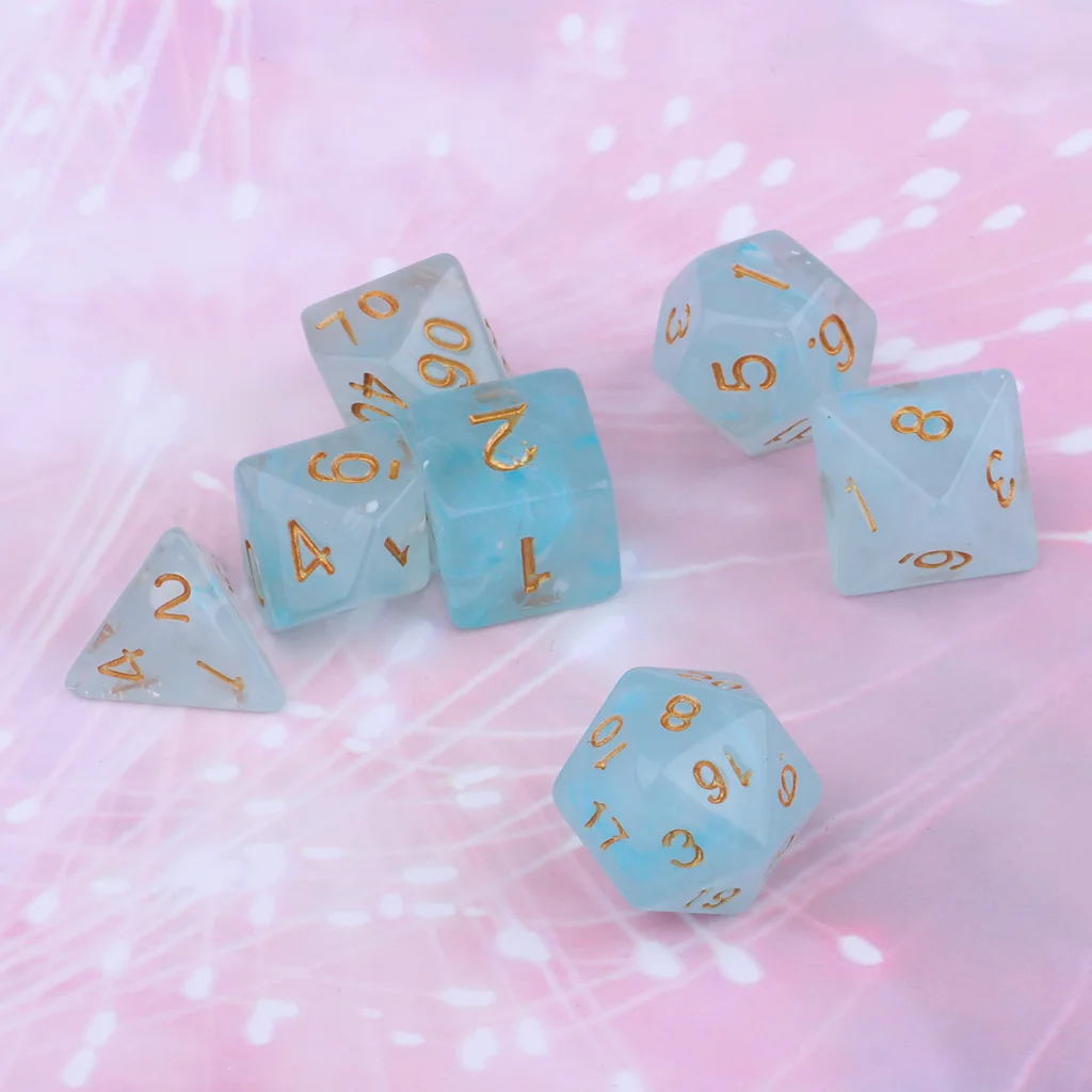 7 шт. акриловые многогранные кубики с драгоценным камнем для D & TRPG Cup настольная