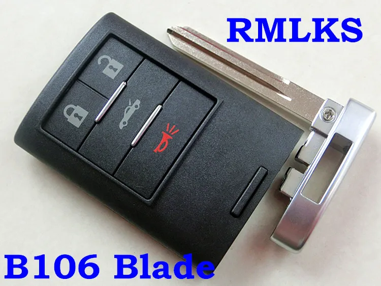 

RMLKS Replacement Key Shell Fit For CADILLAC CTS XLR Smart Remote Key Case Fob 4 Buttons Uncut HU100 B106 Blade