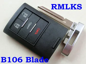 

RMLKS Replacement Key Shell Fit For CADILLAC CTS XLR Smart Remote Key Case Fob 4 Buttons Uncut HU100 B106 Blade