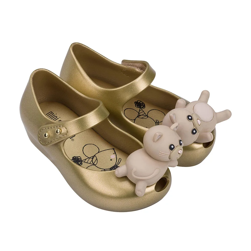 Mini Melissa Ultragirl Mini/Новинка года; летняя прозрачная обувь для мальчиков и девочек; нескользящие прозрачные сандалии с медведем для девочек; Детские пляжные сандалии для малышей - Цвет: Gold