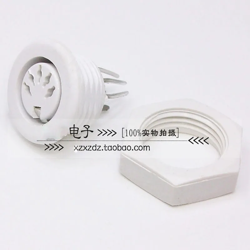 

10pcs/lot Plastic 5-pin socket with nut S-terminal socket Keyboard holder 5PIN link DIN socket Black and white