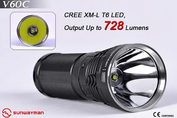 

Sunwayman V60C Cree XM-L T6 LED 728 lums Waterproof Magnetic Control Flashlight Torch Free shipping