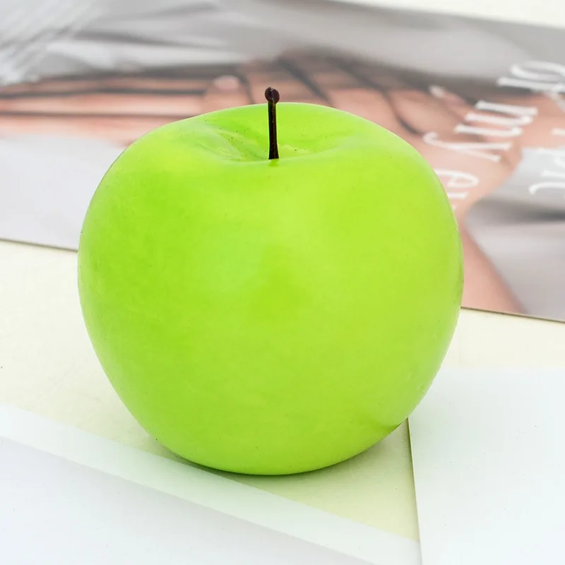 Декоративная пена, искусственные фрукты, яблоко, лимон, персик, апельсин, сделай сам, пластиковые искусственные фрукты для домашнего декора, аксессуары для фотосессии - Цвет: Green Apple