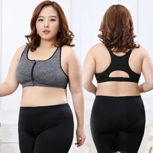 Плюс размер маечка для занятий йогой Фитнес Pro регулируемый ремень спортивный бюстгальтер-топ стрейч передняя молния беспроводной тренажерный зал обивка Топы 2XL-5XL