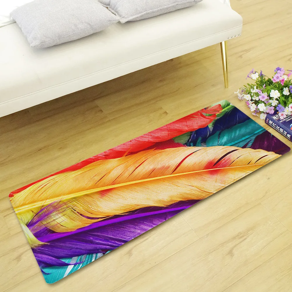 Цветной перьевой напольный коврик для дома гостиная украшение коврик Нескользящий Впитывающий коврики для кухни в дверь вход длинный