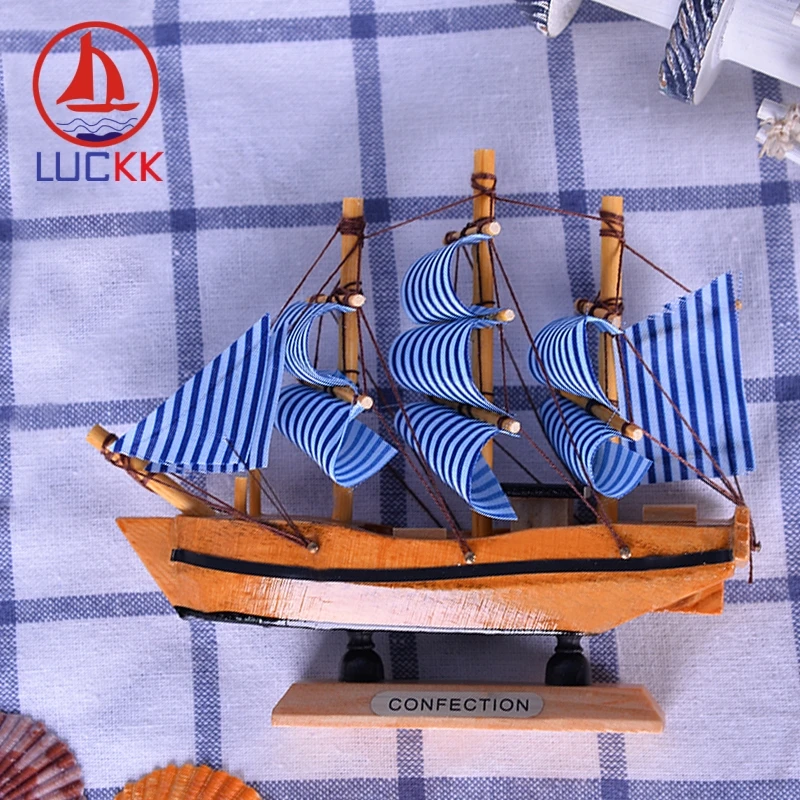 

LUCKK 14CM Marine Wooden Model Ship Nautical Home Interior Offica Decoration Loft Wood Crafts Sailingboat Nautical Gift Figurine