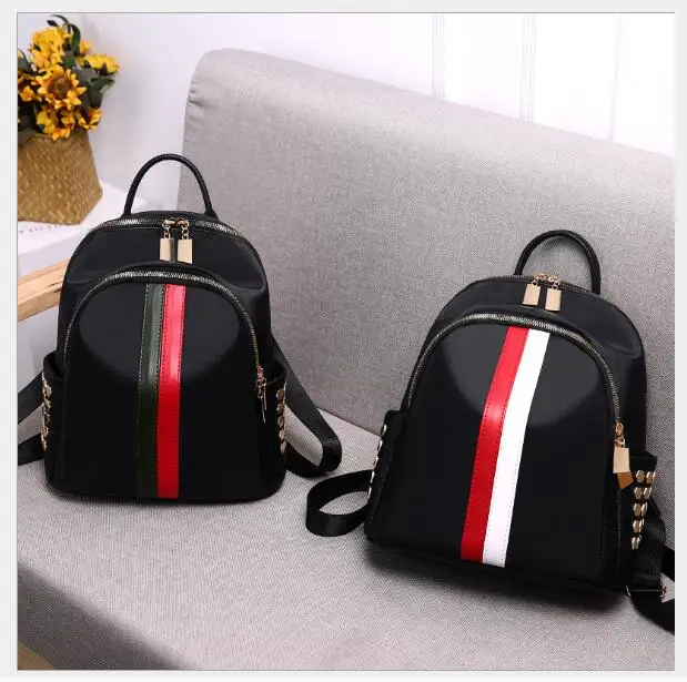 

Newest Women Soft Backpack Striped Shoulder Bag Travel Nylon School Bag Daypacks Euro Casual Party Rucksack For Lady Girl ladies
