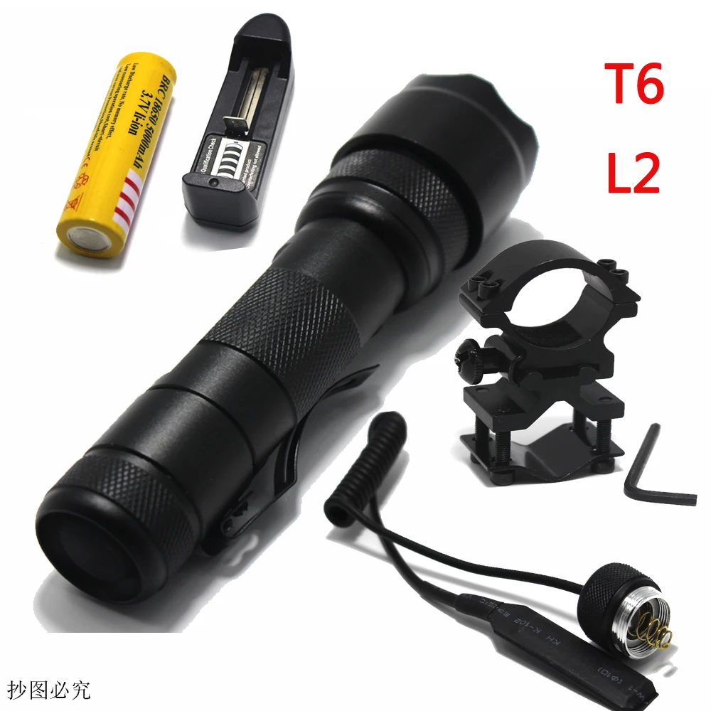 UltraFire Tactical 501B CREE R5 LED 1M Flashlight Torch Mount Pressure Switch