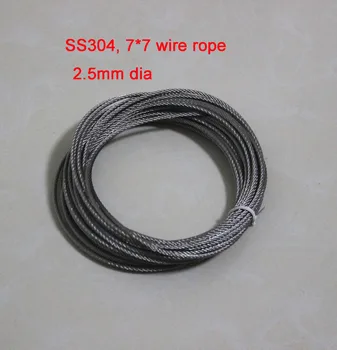 

2.5mm dia Structure:7*7 SS304 Stainless Steel Wire Rope Fishing rope about 10 meters