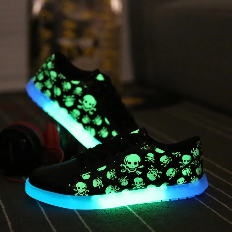 

Sycatree Fashion Men Women Kid Casual Shoes LED Luminous Shoes Skeleton 7 Colors Shoes Colorful Light Shoes Human Skeleton