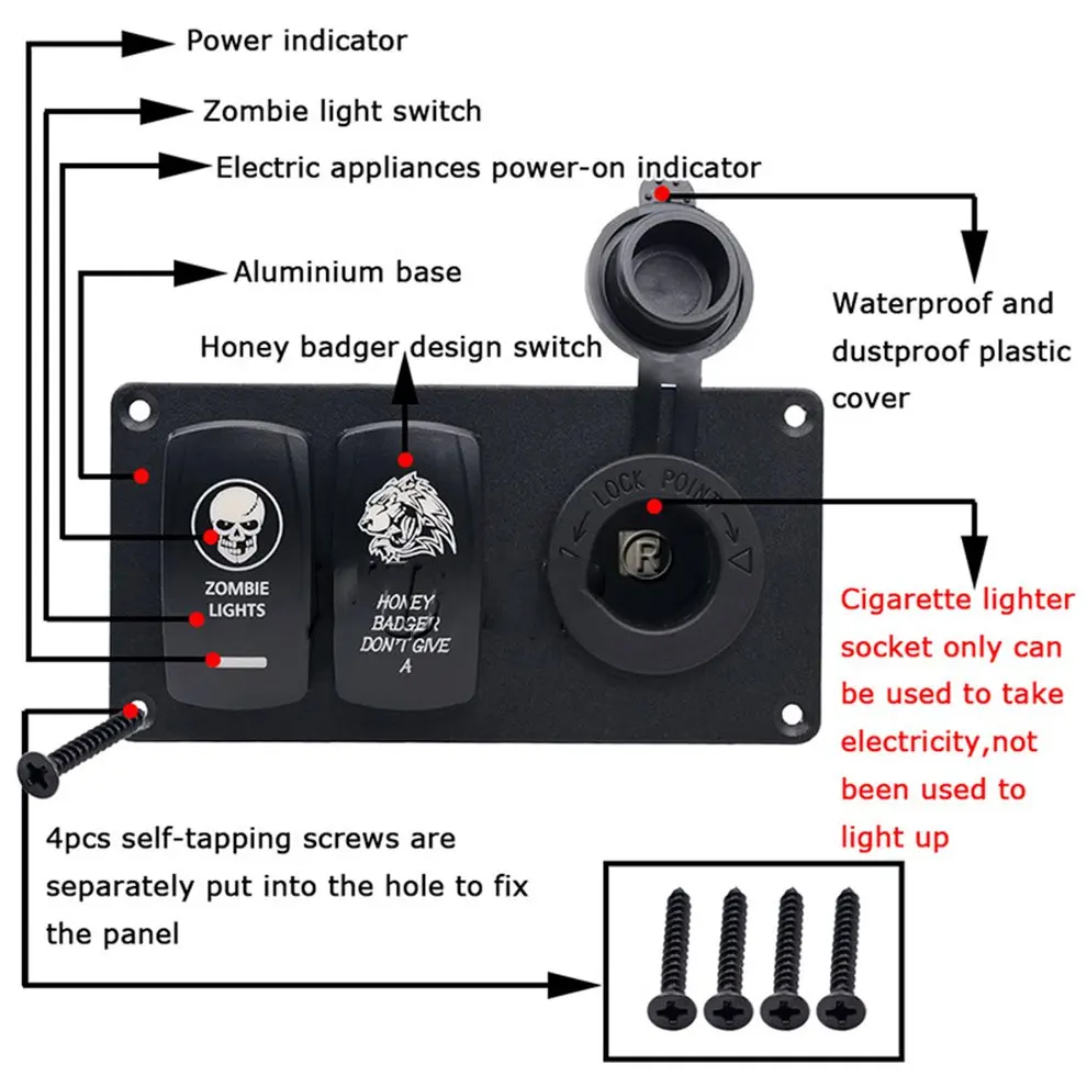 

CS-514B1Waterproof Car Auto Boat Marine LED Rocker Switch Panel