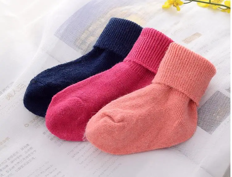 Anyongzu/детские носки; шерстяные носки; теплые носки; зимние свободные носки для малышей 0-5 лет; 6 цветов; 10 пара/лот