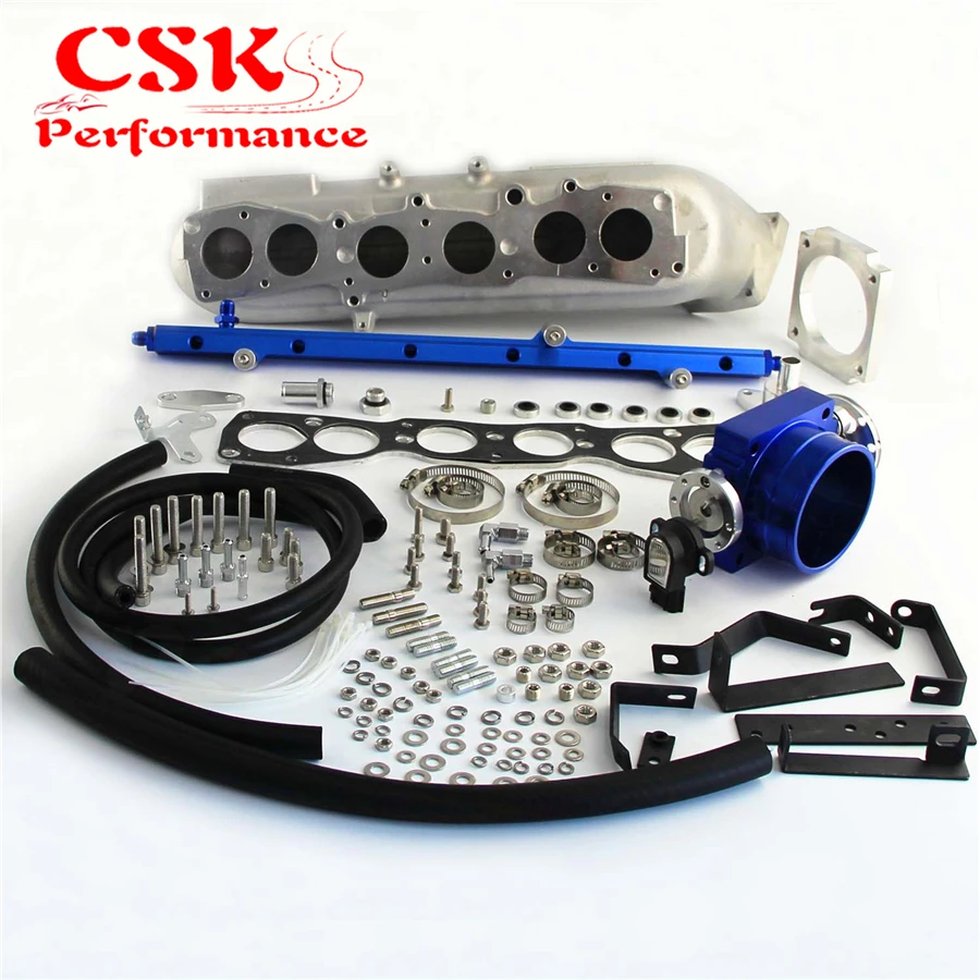 US $174.12 Turbo Intake Manifold 90mm Throttle Body With Tps Sensor Fuel Rail Fits For 9398 Toyota Supra 2jzGte 2jzgte Jza80