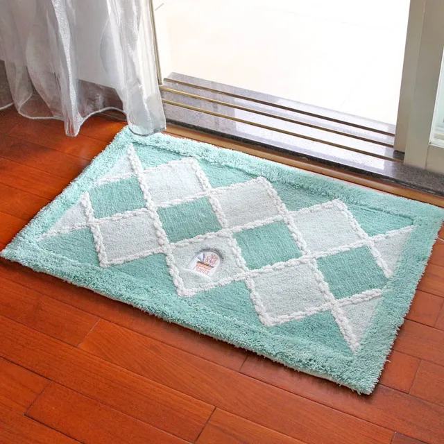 Fiber Plush Fluffy Flocked Anti Slip Front Door Mats Outdoor Indoor