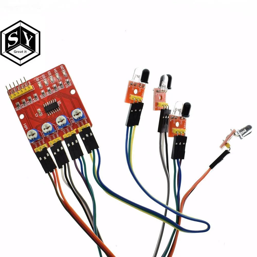 

F233-01 Four-way infrared tracing / 4 channel tracking module / transmission line / obstacle avoidance / car / robot sensors