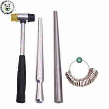 Ferramentas de joias com 4 pçs/set, anel maior, bastão de medição de dedo, mandril, alça, martelos 25 ~ 28cm/1.1cm envio direto
