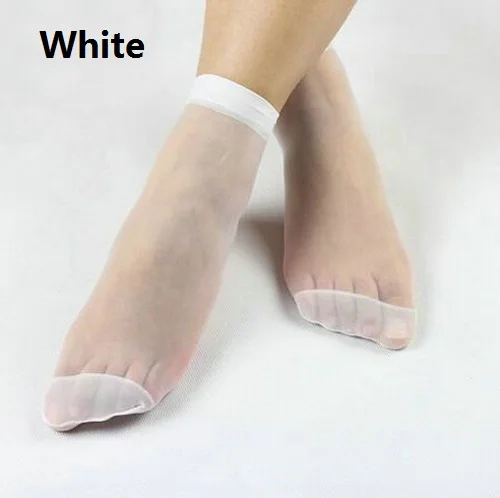10 пар/лот, популярные повседневные короткие летние прозрачные эластичные шелковые носки с кристаллами - Цвет: White