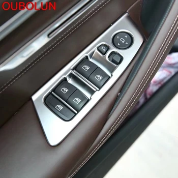 

4PCS For BMW 5 Series G30 2017 2018 Car ABS Chrome Car Interior Inner Door Armrest Window Lift Switch Button Cover Trim