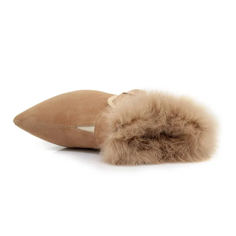 Chaud Talons Brown Garder Au Pot Concise Femmes Pompes L52 Fourrure De Lady Pointu Style Lapin Mode Métal Moutons Bout Office yellow Krazing Printemps Daim Noir HqZSTTU