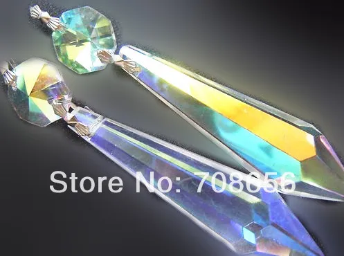 

100PCS CLEAR AB GLASS ICICLE DROP CHANDELIER LAMP PRISM PENDANT