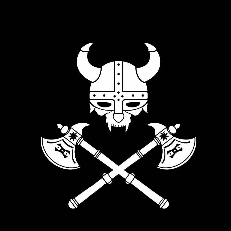 YJZT 13.1*14CM Serious Viking Warrior Symbol Soldier Decal Black/Silver Covering The Body Car Sticker Vinyl C20-1773 - Название цвета: Серебристый