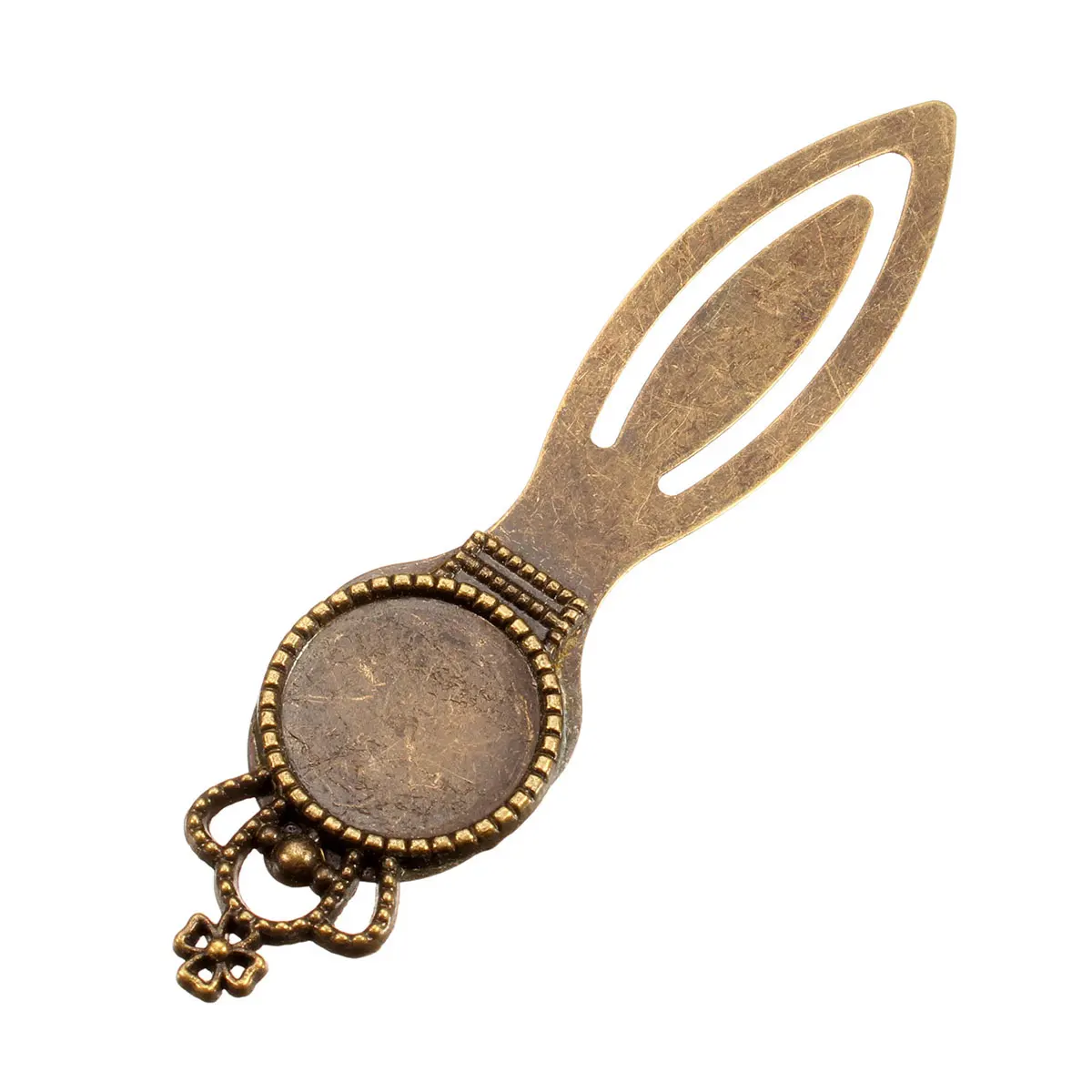 Kicute Vintage Style Metal Bookmarks Round Antique Bronze Cabochon Setting School Decorative