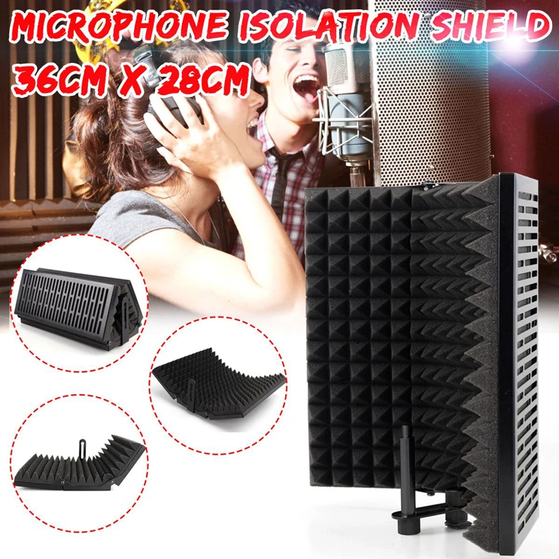 

Foldable Microphone Acoustic Isolation Shield Adjustable Alloy Acoustic Foams Panel Studio Recording Microphone Accessories