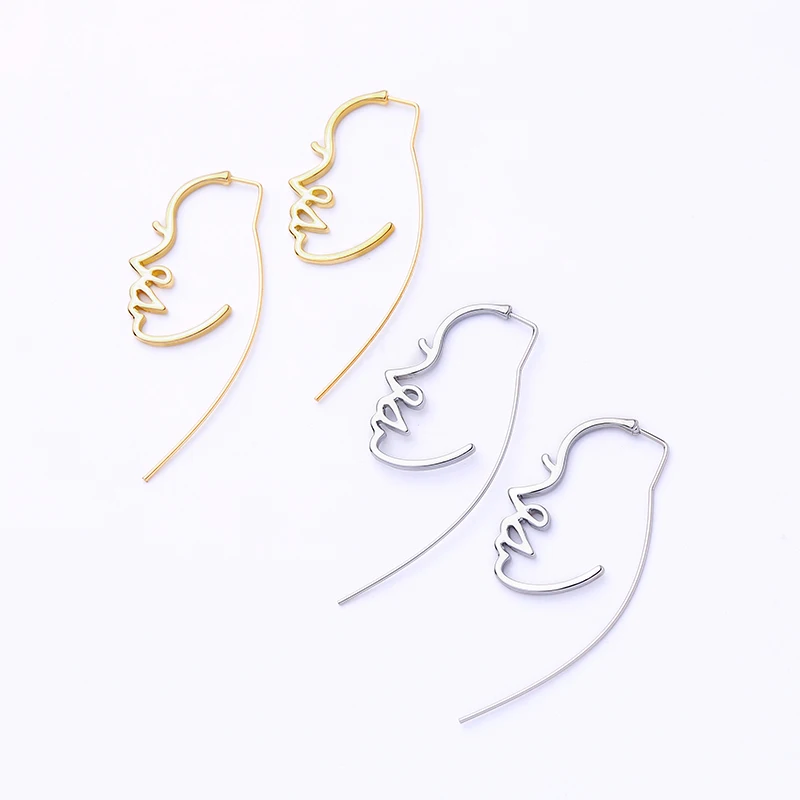 

Fashion Jewelry Charming Abstract Art Outline Face Dangle Earrings For Women Girl Wire Long Earrings Gift Accessories Custom