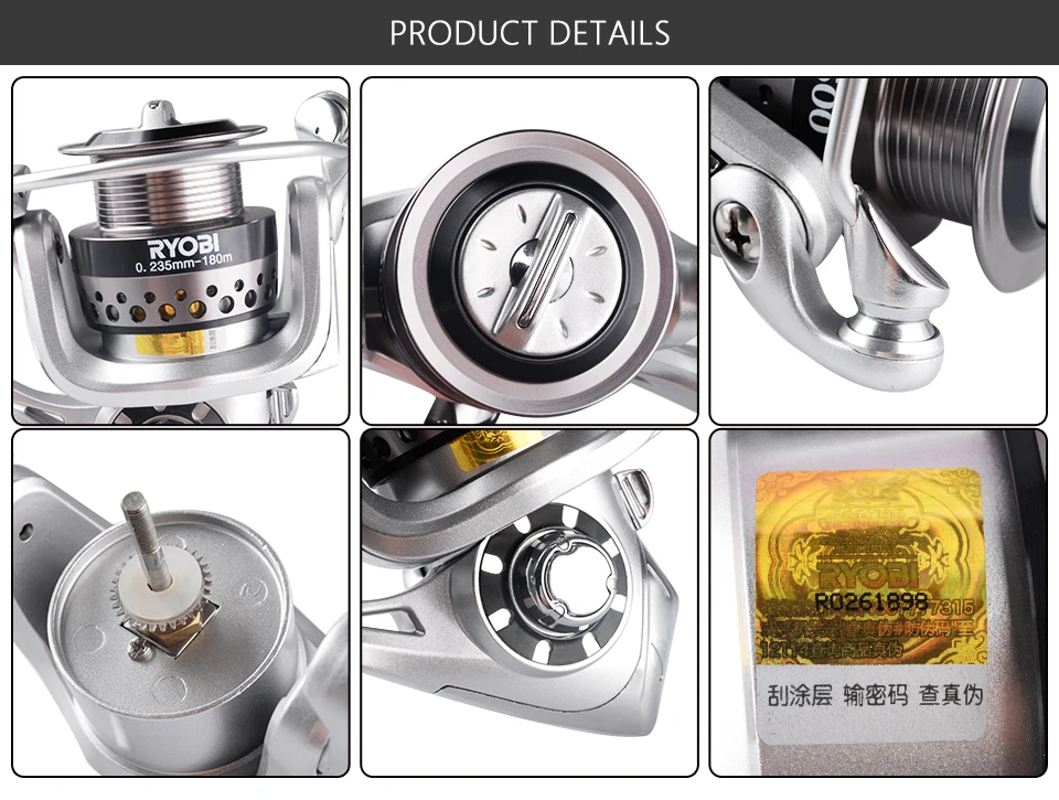 Carretilhas de Pesca 6 + Roda de Fiar Piloto Ryobi Fiação Carretel 2500 3500 4500 5500 6500 5.1: 1 - 5. 0:1 Gear Ratio 1bb Max Arraste 5 kg 1500 3 Carretilhas de pesca