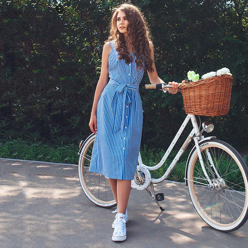 Sytiz-Blue-Striped-Dress-Bow-Bandage-Sexy-Summer-Off-Shoulder-Women-Party-Dresses-Single-Breasted-Midi
