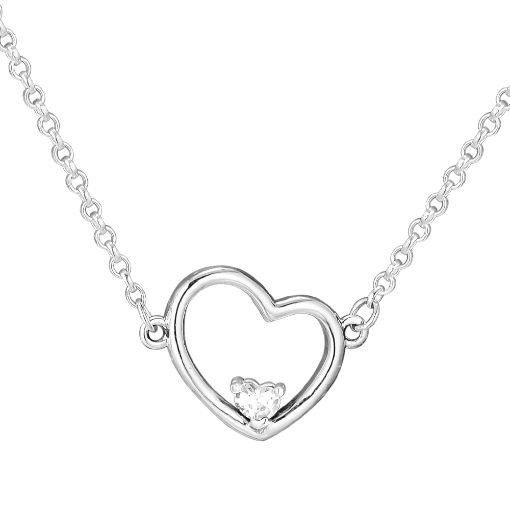

Hearts of Love Pendant Necklaces for Women Valentine Day Silver 925 Jewelry Femme Collier Clear CZ Crystal Choker Necklaces New