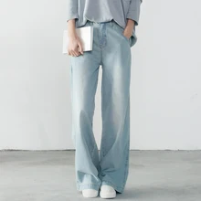 Весна и осень плюс размер высокая талия прямые женские джинсовые брюки свободные джинсы женские 0909