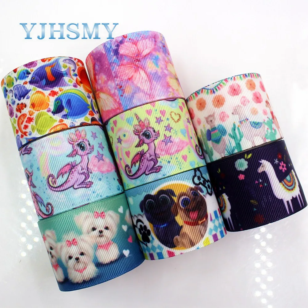 

YJHSMY G-18801-727,38 mm 5 Yards Cartoon Printed grosgrain ribbons,DIY handmade Hair accessories Material wedding gift wrap