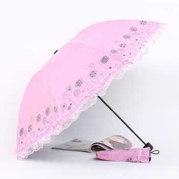 

Wedding Lace Umbrella Sweet Flower Girl Parasol Beautiful Lace Fashion Female Floral Umbrellas Rain Women Paraguas WZP084