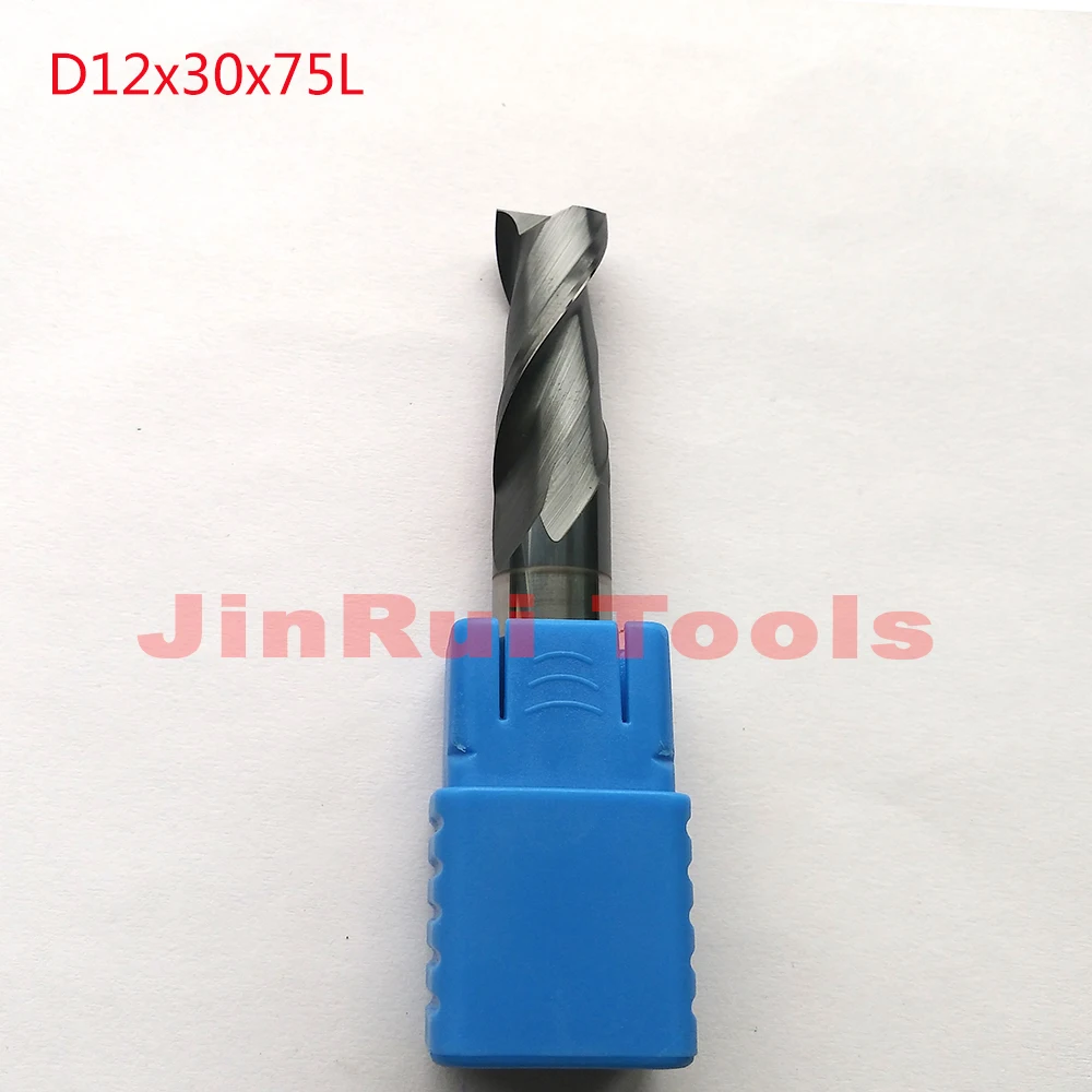 

1pc D12*30*75 HRC55 2 Flutes Flat Square Solide Carbide End Mills CNC router bit milling cutter knfie fresa