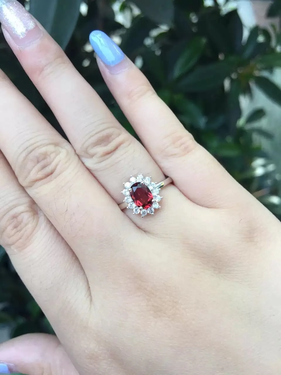 [MeiBaPJ натуральный красный драгоценный камень, гранат Мода kольцо в форме цветка для Для женщин Настоящее серебро 925 проба изящное ювелирное
