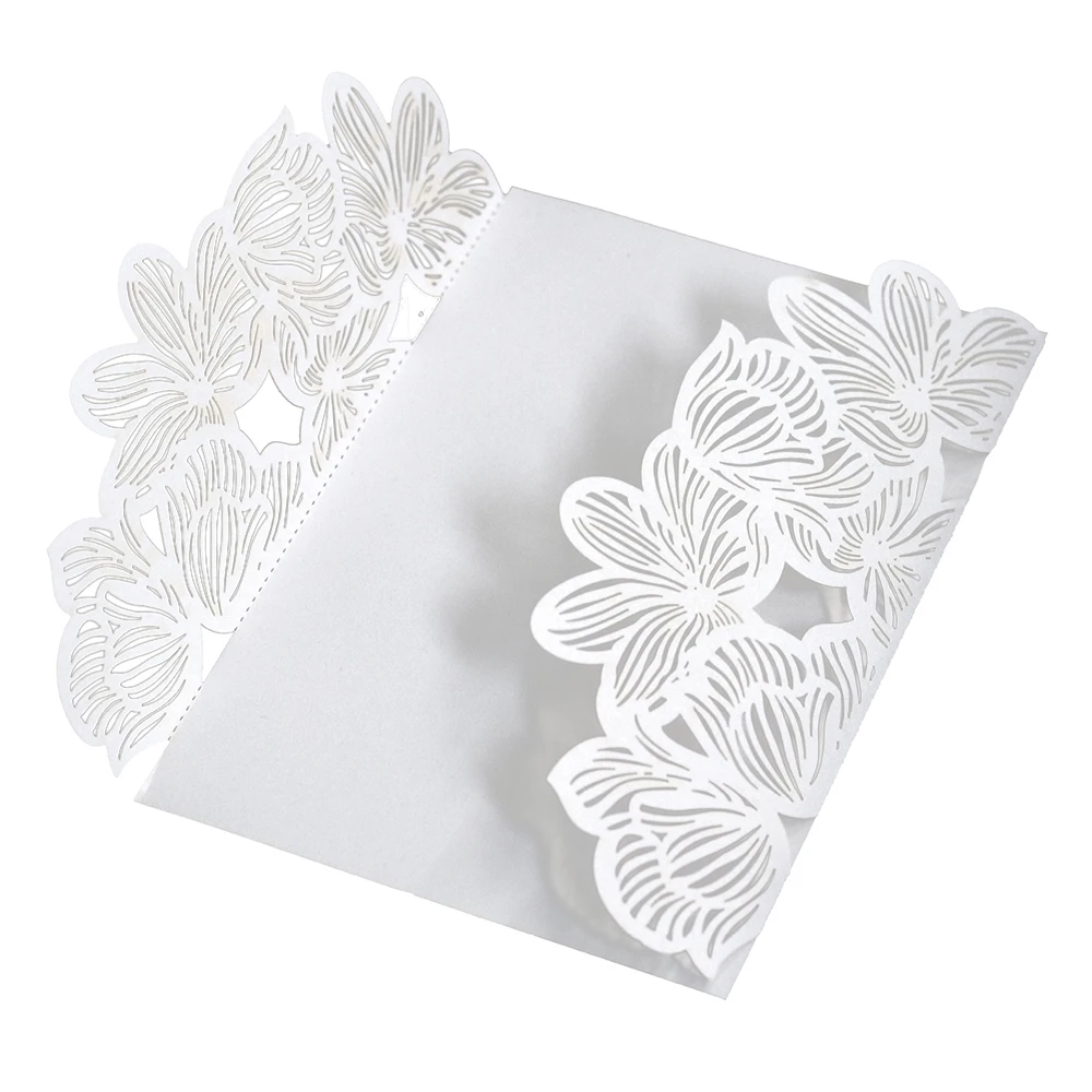  10pcs White Wedding Invitation Card Laser Cut Romantic Party Invitation Cards Floral Lace - 32958658890