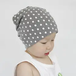 Одежда для малышей 100% г., новая брендовая и Высококачественная Милая Хлопковая шапочка для сна в горошек для маленьких мальчиков и девочек